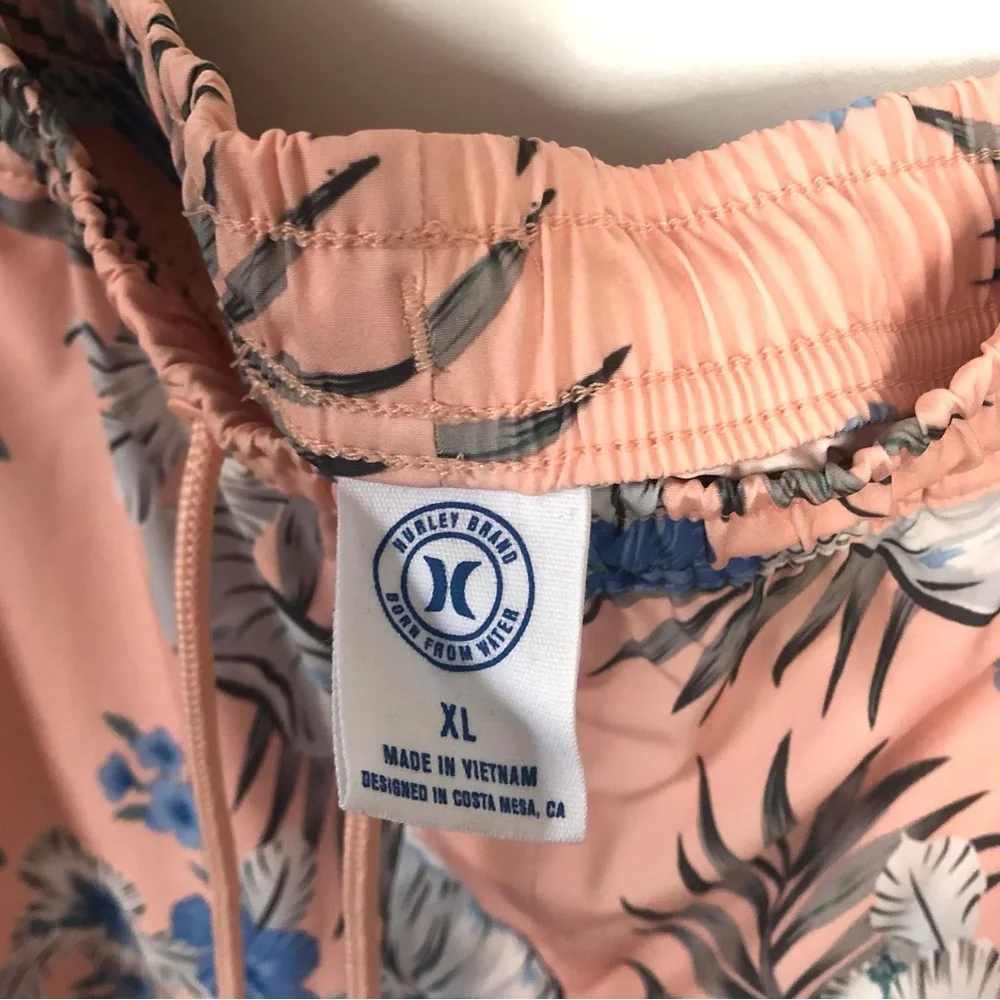 Hurley Pink Floral Hybrid Shorts with Blue Accents